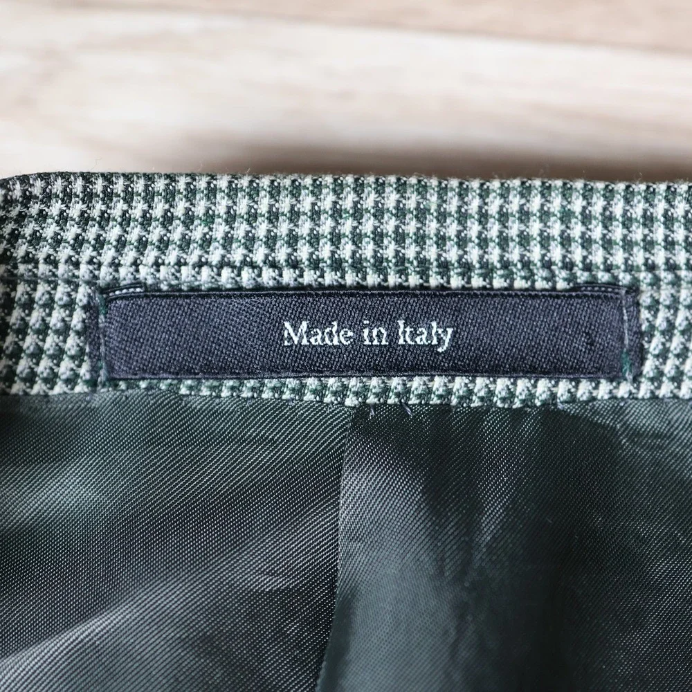 Ermenegildo Zegna Sport Coat Men 46 Green Check Two-Button Australian Wool Italy
